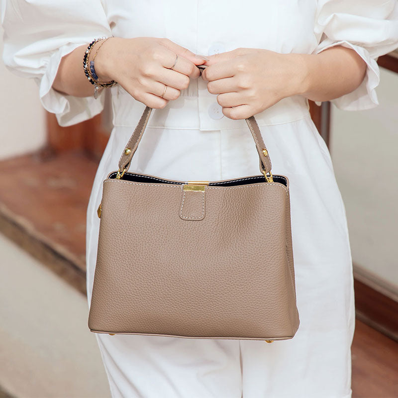 💖新品上架【梨花瑪雅】實拍選品荔枝紋通勤小眾高級感真皮手提斜背方包