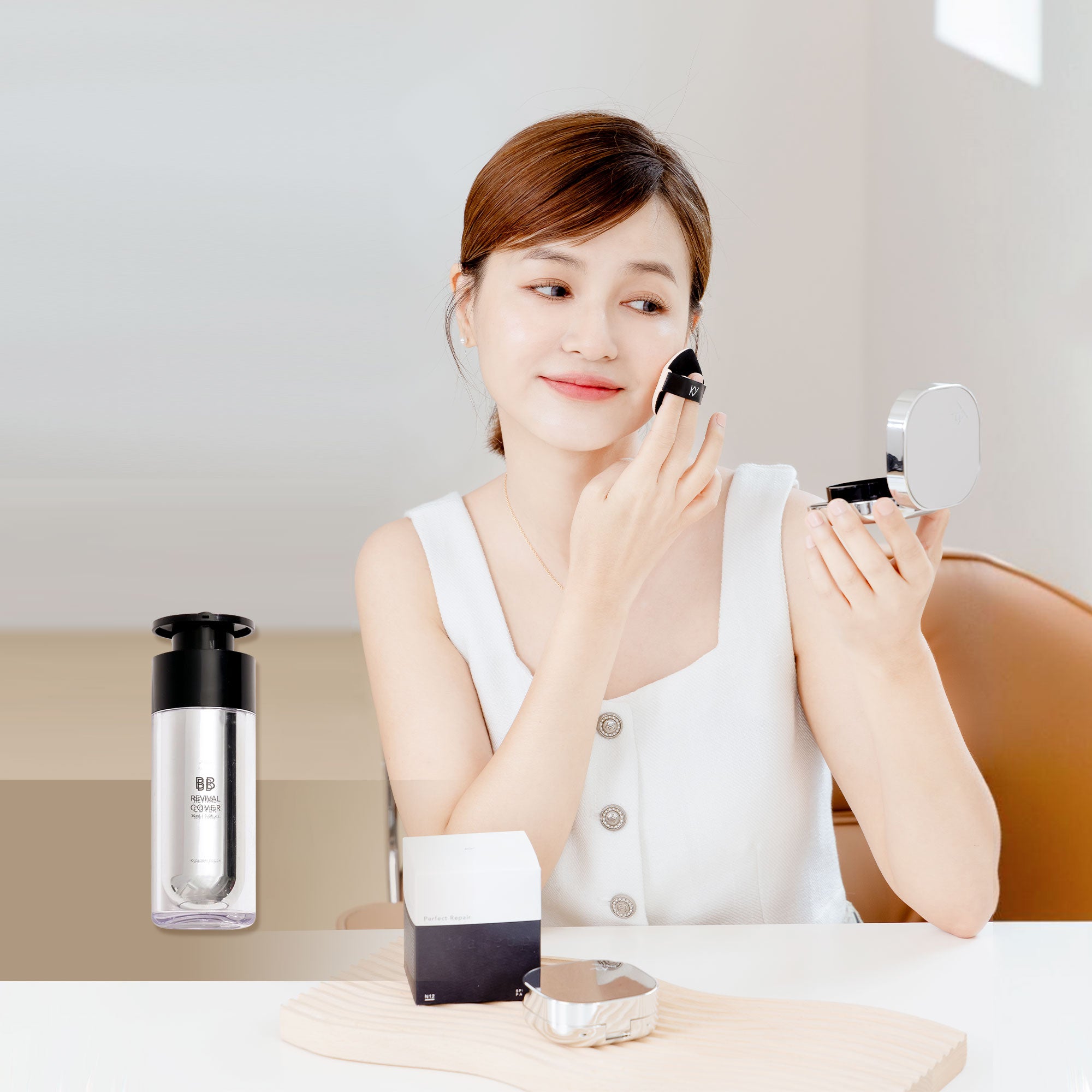 💕Limited to 10 seconds to apply makeup and fake natural look✨Korean KY Light Translucent Skin Backlight Revitalizing BB Cream (30/ml) Series Combination