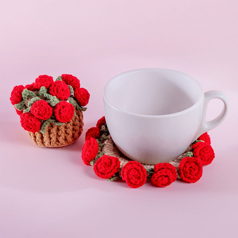 🆕新品上架【梨花瑪雅】🌹🌹精緻手工製作浪漫鈴蘭花,玫瑰迷你花束盆栽杯墊(4款)💕