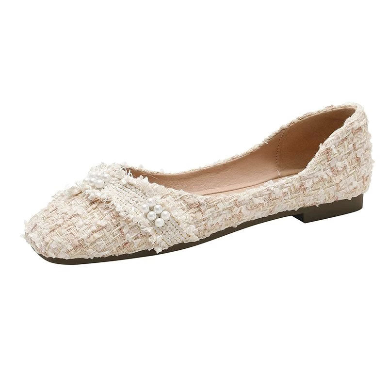 🆕新品上架💖【梨花瑪雅】🧚仙女法式溫柔氣質方頭蕾絲柔軟平底鞋(34~40)🥿