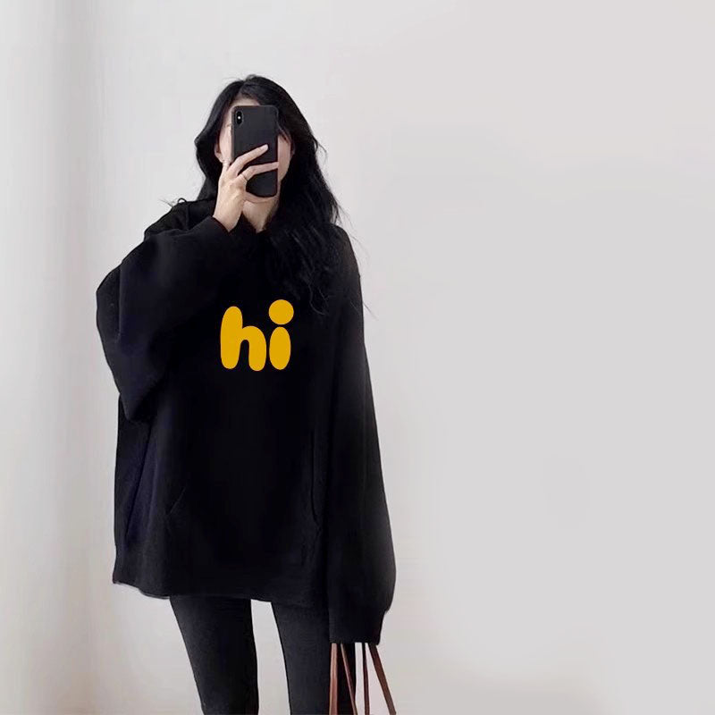 🆕新品上架💖【梨花瑪雅】百搭慵懶閒連連帽英文Hi寬鬆長板T恤(2色)