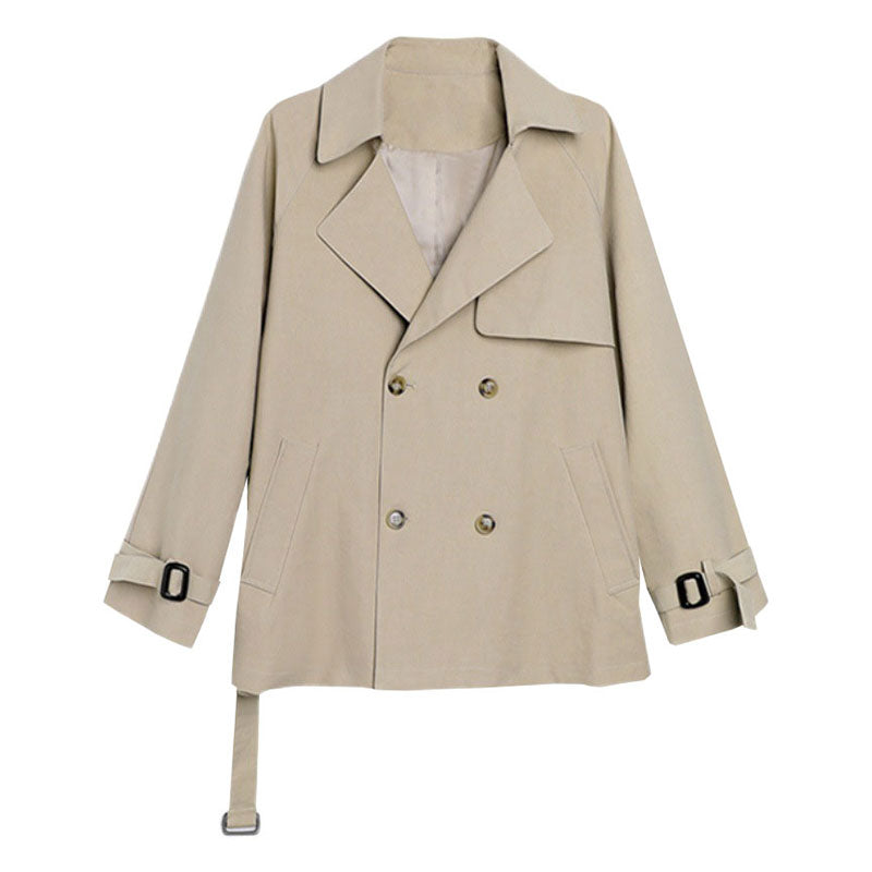 🆕新品上架【梨花瑪雅】短版英倫風卡其色經典雙排釦修身風衣外套