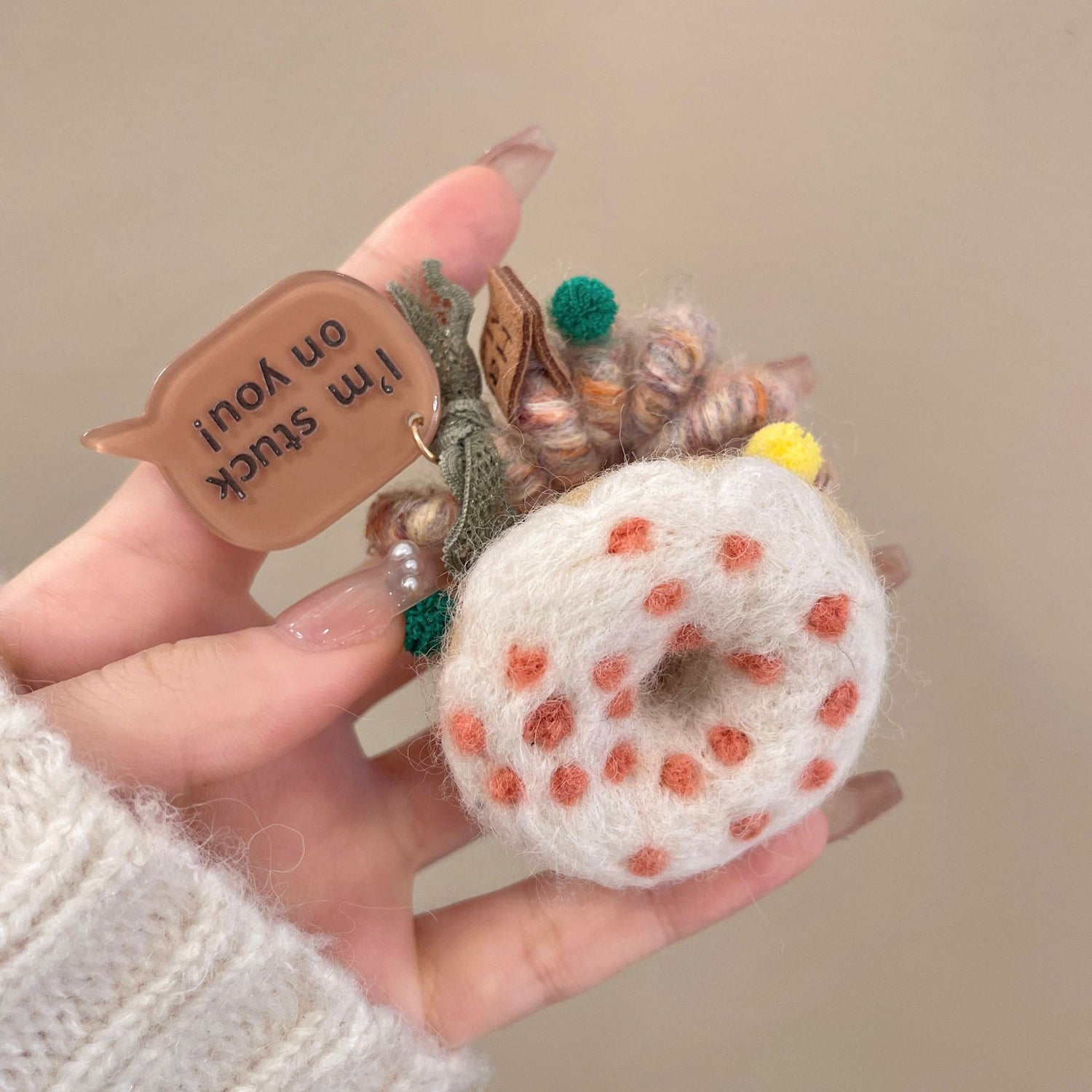 🆕新品上架【梨花瑪雅】(。♥‿♥。)甜心🍪毛線電話線不傷髮餅乾髮圈(5色)