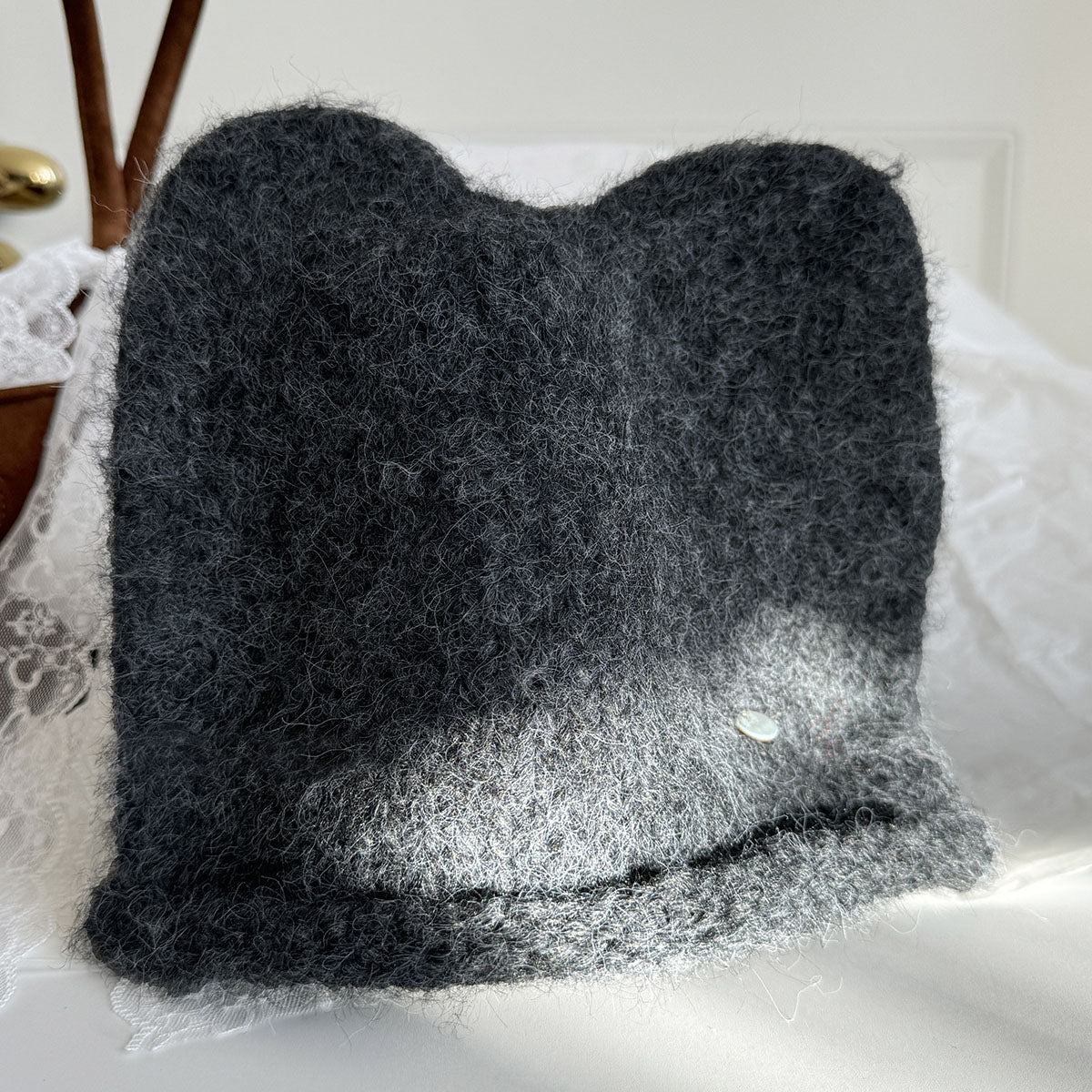 🆕新品上架💖【梨花瑪雅】💕韓系圓頂貓耳朵保暖貝殼釦毛線帽(6色)