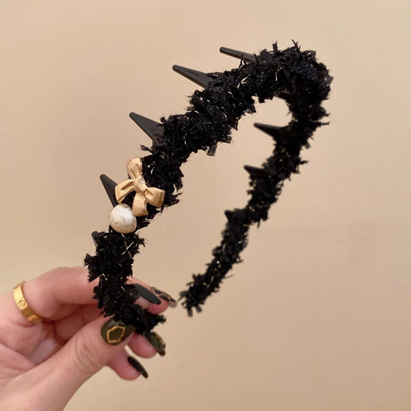 🆕新品上架【梨花瑪雅】💕法式氣質精緻蝴蝶結珍珠小香風高顱頂防滑髮箍(2色)