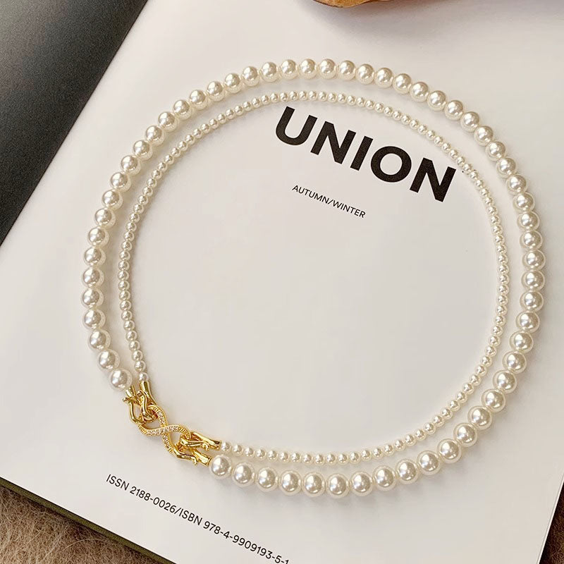 🆕新品上架【梨花瑪雅】1+1小眾高級氣質金色雙層珍珠項鍊8字釦一款多戴