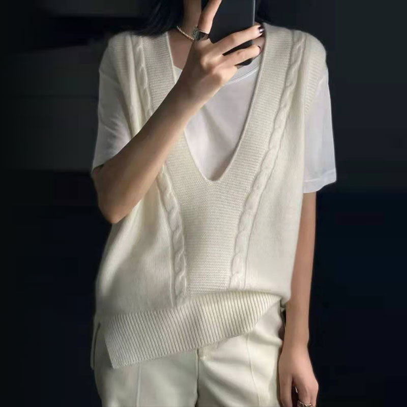 🆕新品上架【梨花瑪雅】早秋新款🐑🐏羊毛衫馬甲領V領疊穿寬鬆復古背心(3色)🤞
