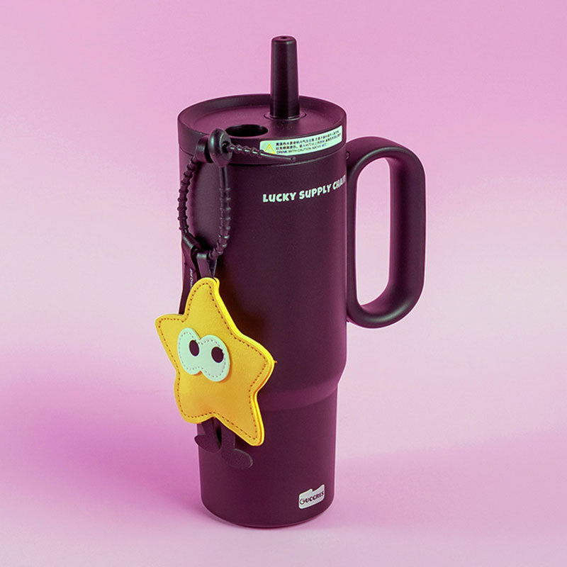 🆕新品上架【梨花瑪雅】大容量把手式底層防滑星星掛飾不銹鋼幕色保溫杯(3色可選)💕情人禮物,生日,閨蜜禮物禮物