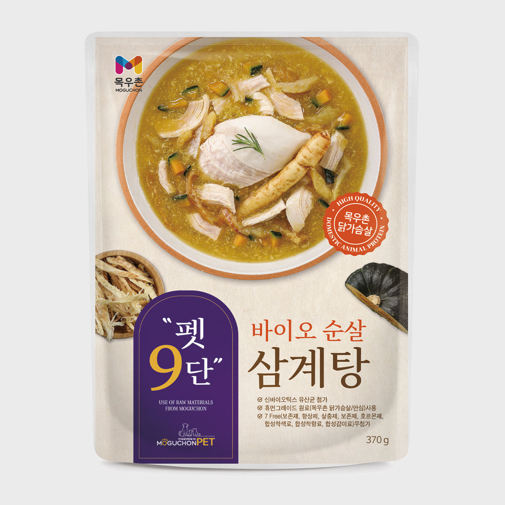 💜新品上架【梨花娘】韓國老字號MOGUCHON PET寵物 9 段嚴格標準 雞胸蔘雞湯 營養滿分寵物食品370g 三包一組