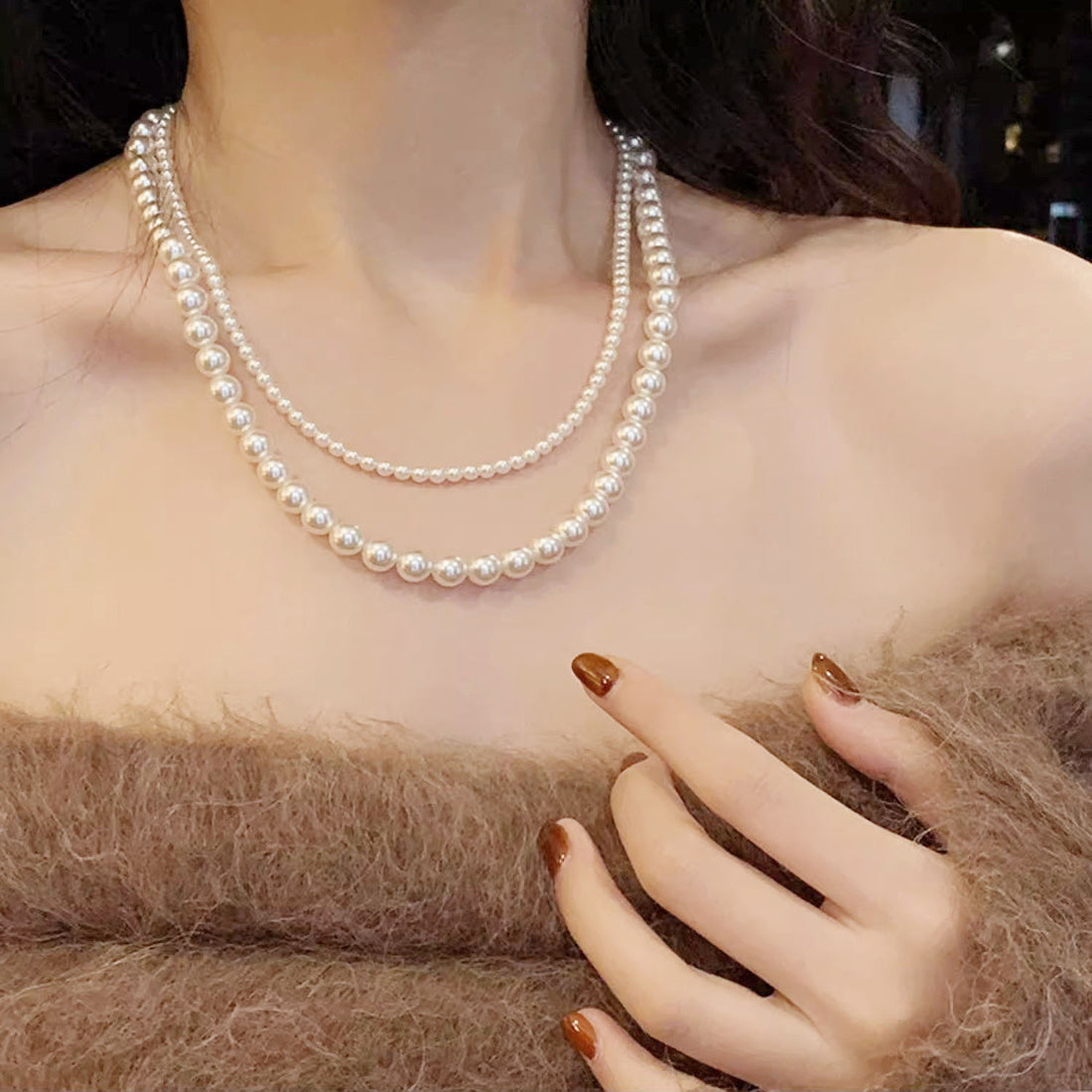 🆕新品上架【梨花瑪雅】1+1小眾高級氣質金色雙層珍珠項鍊8字釦一款多戴