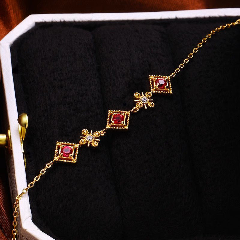🆕新品上架【梨花瑪雅】💖法式輕奢復古石榴石手鍊(4色)💕
