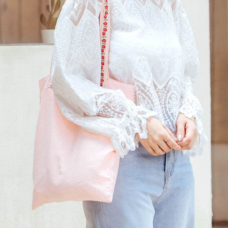 💖新品上架【梨花瑪雅】實拍選品馬卡龍色系刺繡玫瑰手提托特包