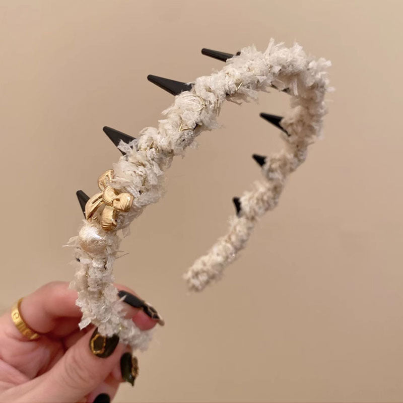 🆕新品上架【梨花瑪雅】💕法式氣質精緻蝴蝶結珍珠小香風高顱頂防滑髮箍(2色)