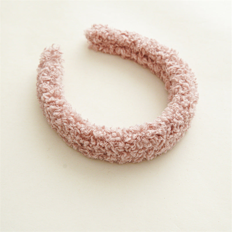 🆕新品上架【梨花瑪雅】韓風🐏羊羔毛寬版秋冬款高顱頂百搭甜美洗臉髮箍(4色)