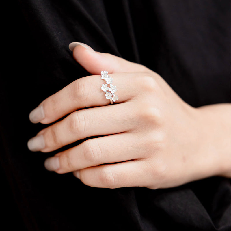 💖新品上架【梨花瑪雅】實拍選品925純銀梨花朵金銀撞色開口戒指(戒圍可調)