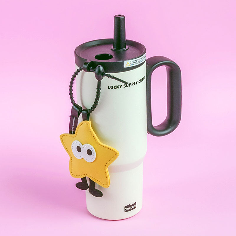 🆕新品上架【梨花瑪雅】大容量把手式底層防滑星星掛飾不銹鋼幕色保溫杯(3色可選)💕情人禮物,生日,閨蜜禮物禮物