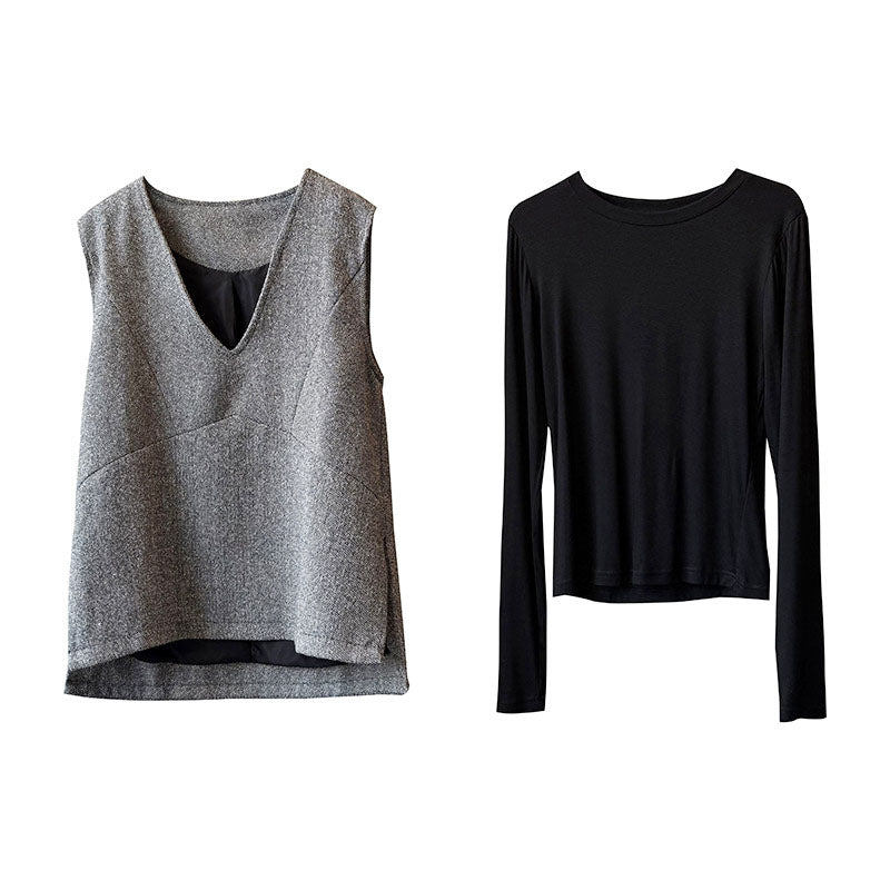 💕新品上架【梨花瑪雅】經典時尚修身V領馬甲背心附皮帶上衣💖💖