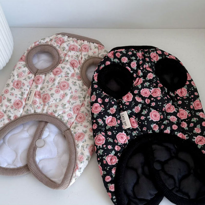 💜新品上架【梨花娘】✈️南大門復古風韓星也瘋狂1980年代爆紅玫瑰小碎花鋪棉背心寵物服飾(兩色)