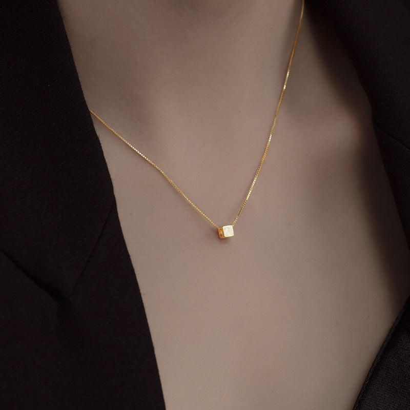 🆕新品上架【梨花瑪雅】💖輕奢高級感925純銀拉絲小方塊項鍊(3色)💕