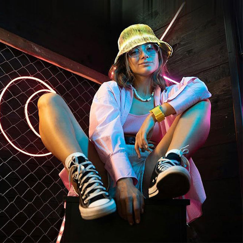 🆕新品上架💖【梨花瑪雅】白天遮陽😎夜晚潮流戶外時尚發光7色可調漁夫帽(2色)(現貨+預購)