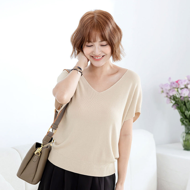 💖新品上架【梨花瑪雅】實拍選品法式溫柔百搭蝙蝠袖薄針織上衣(4色)