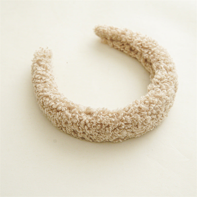 🆕新品上架【梨花瑪雅】韓風🐏羊羔毛寬版秋冬款高顱頂百搭甜美洗臉髮箍(4色)