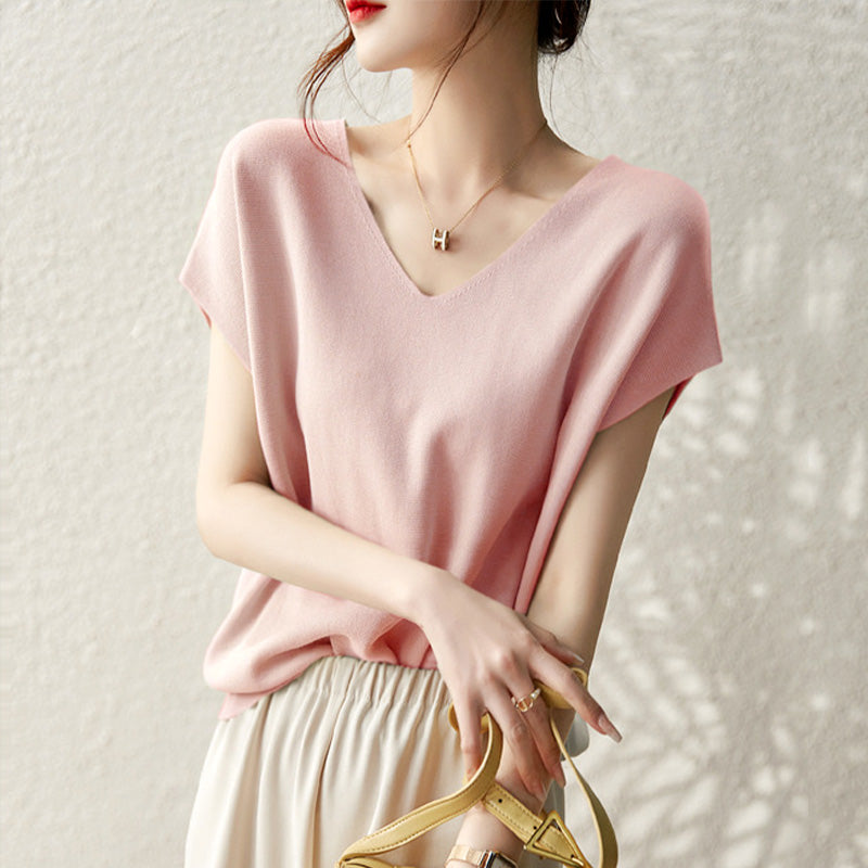 💖新品上架【梨花瑪雅】實拍選品法式溫柔百搭蝙蝠袖薄針織上衣(4色)