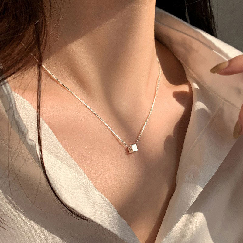 🆕新品上架【梨花瑪雅】💖輕奢高級感925純銀拉絲小方塊項鍊(3色)💕