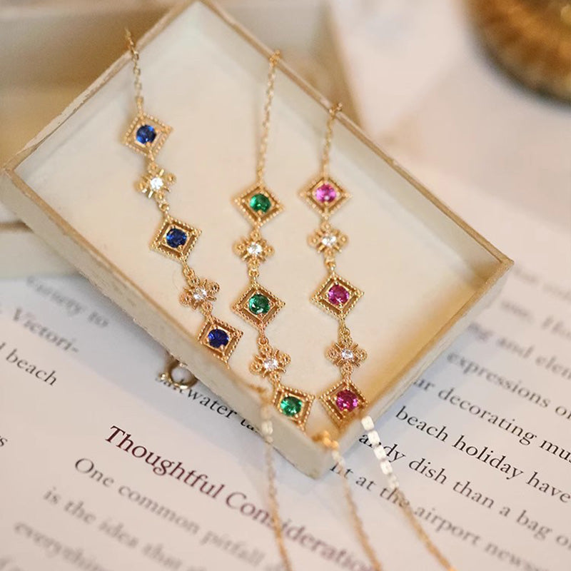 🆕新品上架【梨花瑪雅】💖法式輕奢復古石榴石手鍊(4色)💕