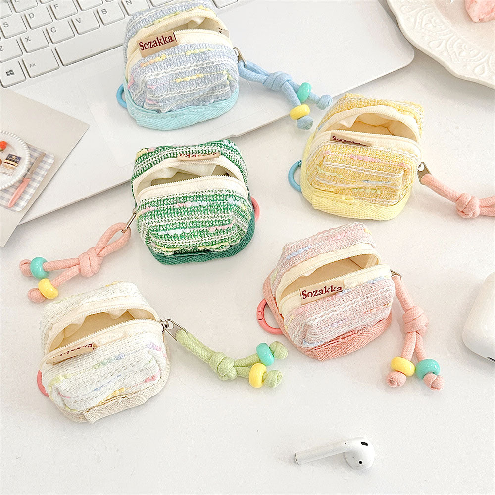 🆕新品上架【梨花瑪雅】可愛便攜小香風蘋果無線藍芽耳機保護收納軟布套(5色)