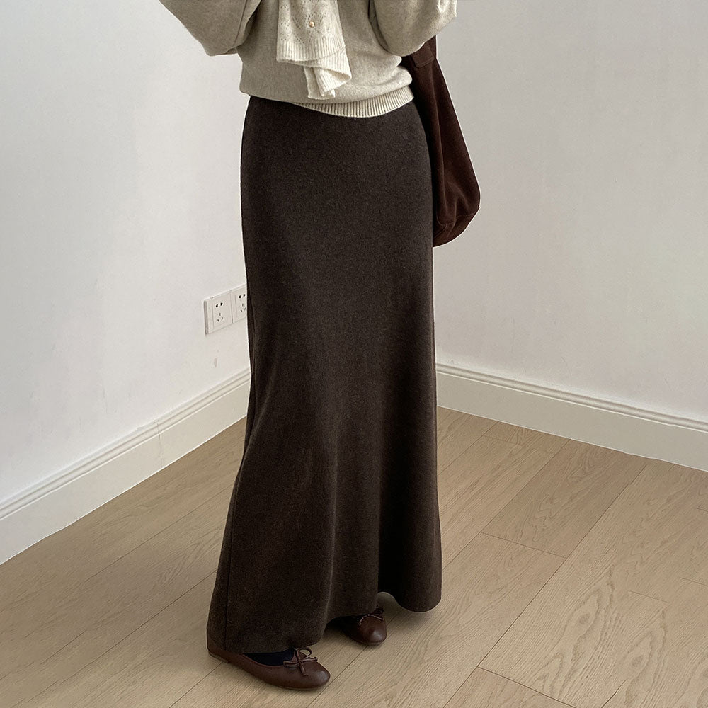 💜新品上架【梨花瑪雅】傭懶法式垂墜流暢剪裁軟糯親膚修飾假胯顯瘦長裙(四色)