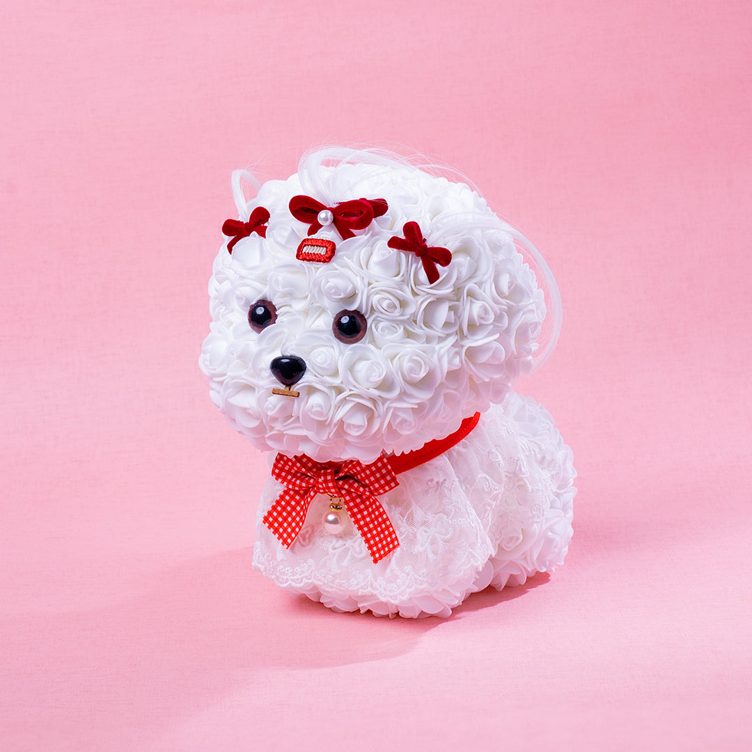 🆕新品上架【梨花瑪雅】🐩🐩爆瘦爆富 好事花生😍手作永生花馬爾濟斯小狗花束暖燈緞帶透明禮盒 閨蜜禮物,情人禮物(製作期約1周)