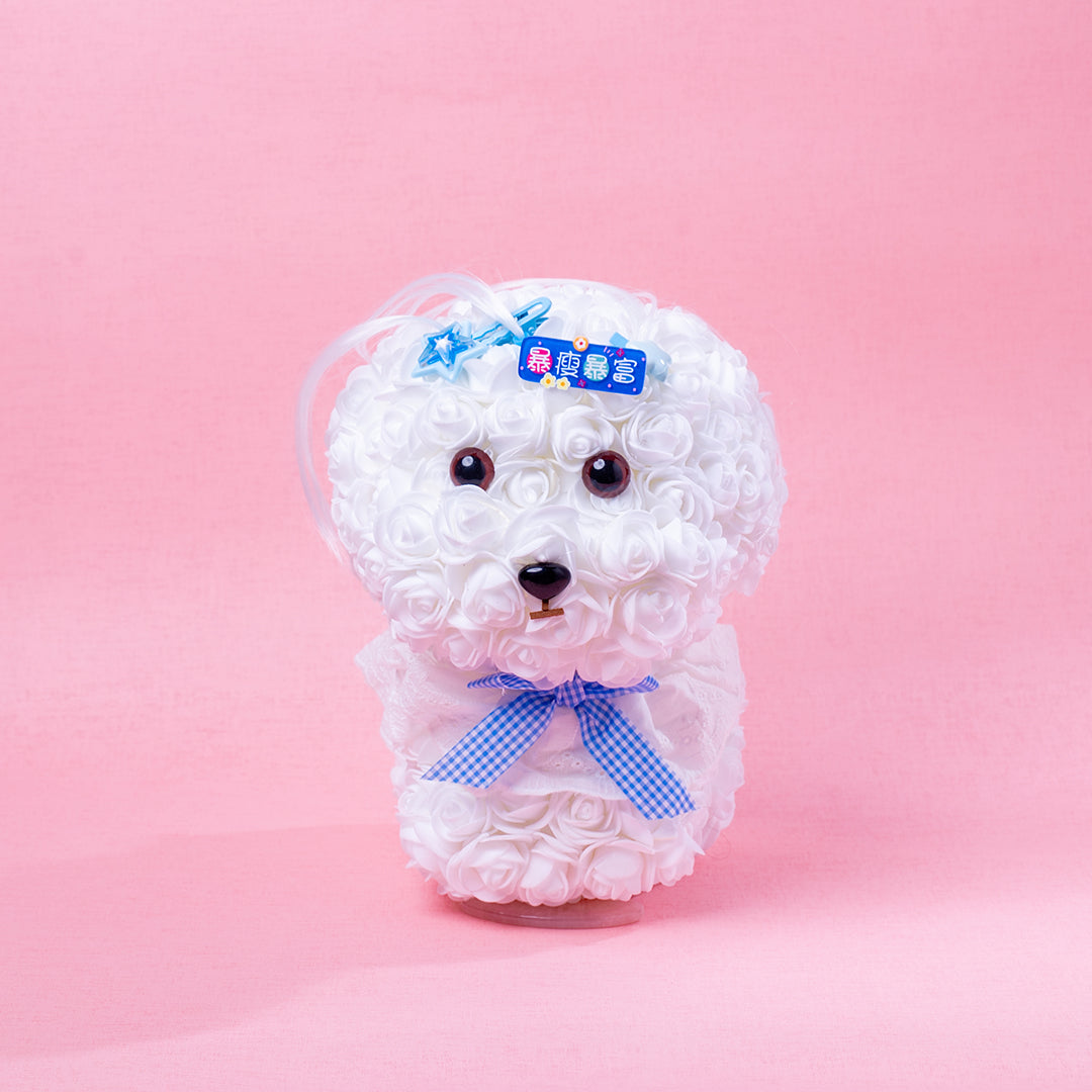 🆕新品上架【梨花瑪雅】🐩🐩爆瘦爆富 好事花生😍手作永生花馬爾濟斯小狗花束暖燈緞帶透明禮盒 閨蜜禮物,情人禮物(製作期約1周)