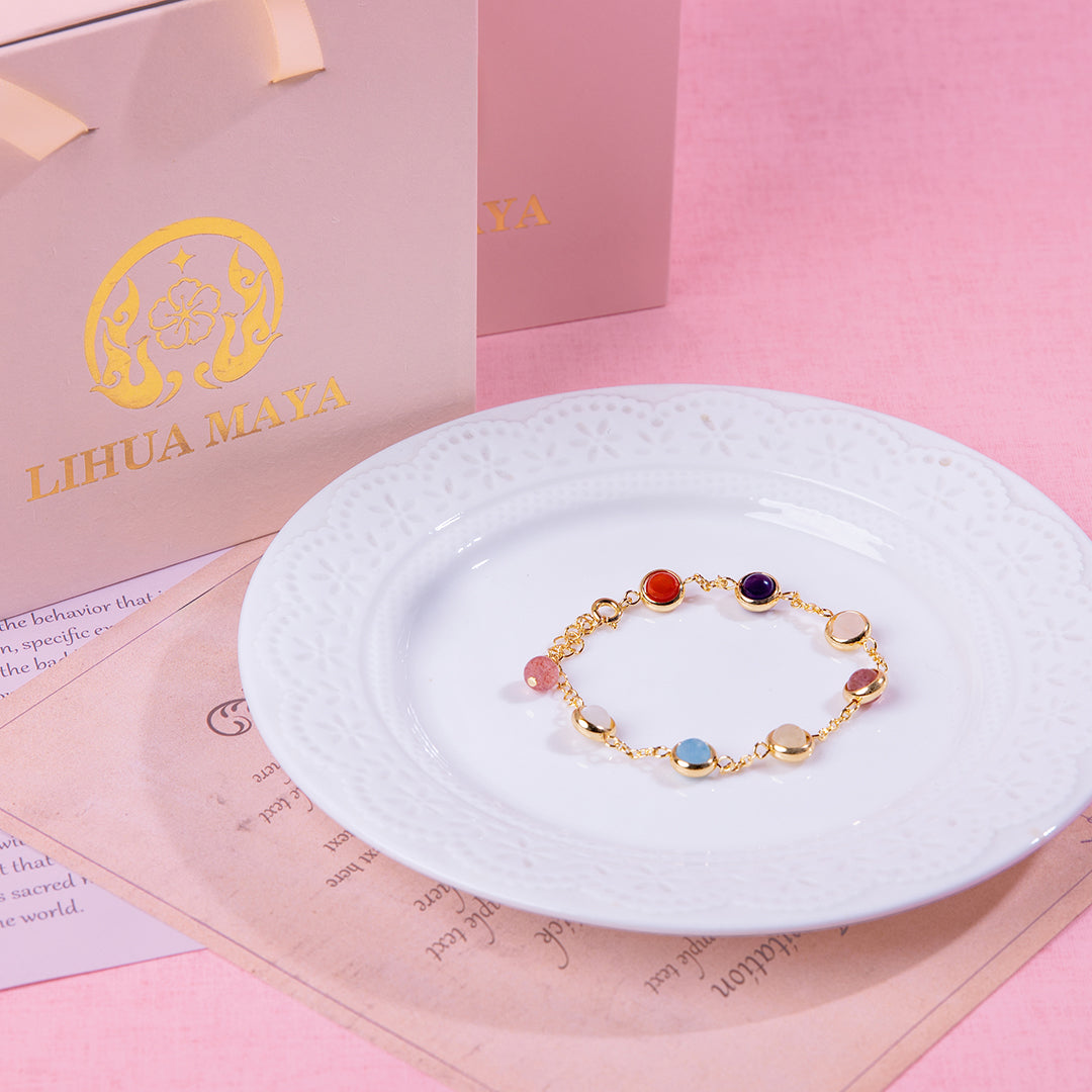【梨花瑪雅】新品上架🏆 選品🫶魔法能量7色彩虹水晶多采多姿的幸運手鍊