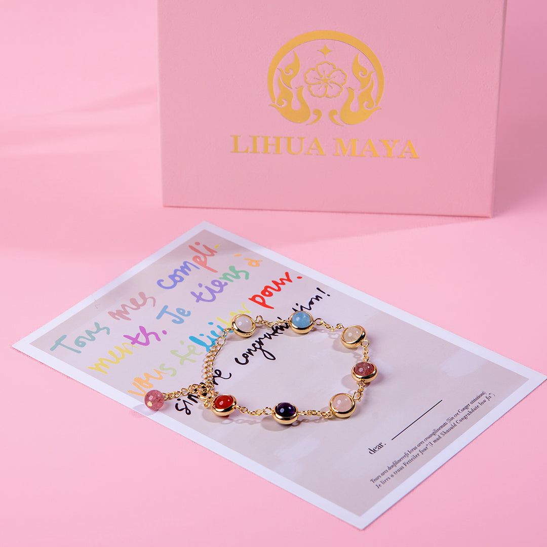 【梨花瑪雅】新品上架🏆 選品🫶魔法能量7色彩虹水晶多采多姿的幸運手鍊