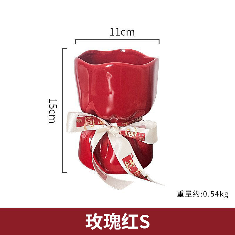 🆕新品上架【梨花瑪雅】🏡新家客廳裝飾輕奢高級花束造型花瓶擺飾🌹