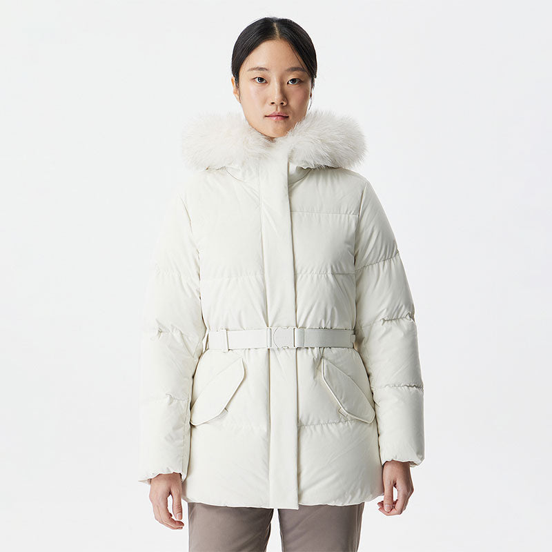 🆕新品上架【梨花娘】韓國品牌BLACKYAK IU代言狐狸毛領中長款釦環腰帶極地羽絨外套(4色)