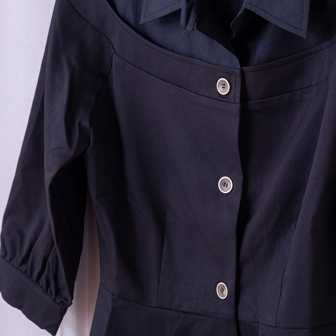 💖新品上架【梨花瑪雅】自訂款韓國設計挺感絕美透膚傘擺經典修身襯衫(三色)限量販售