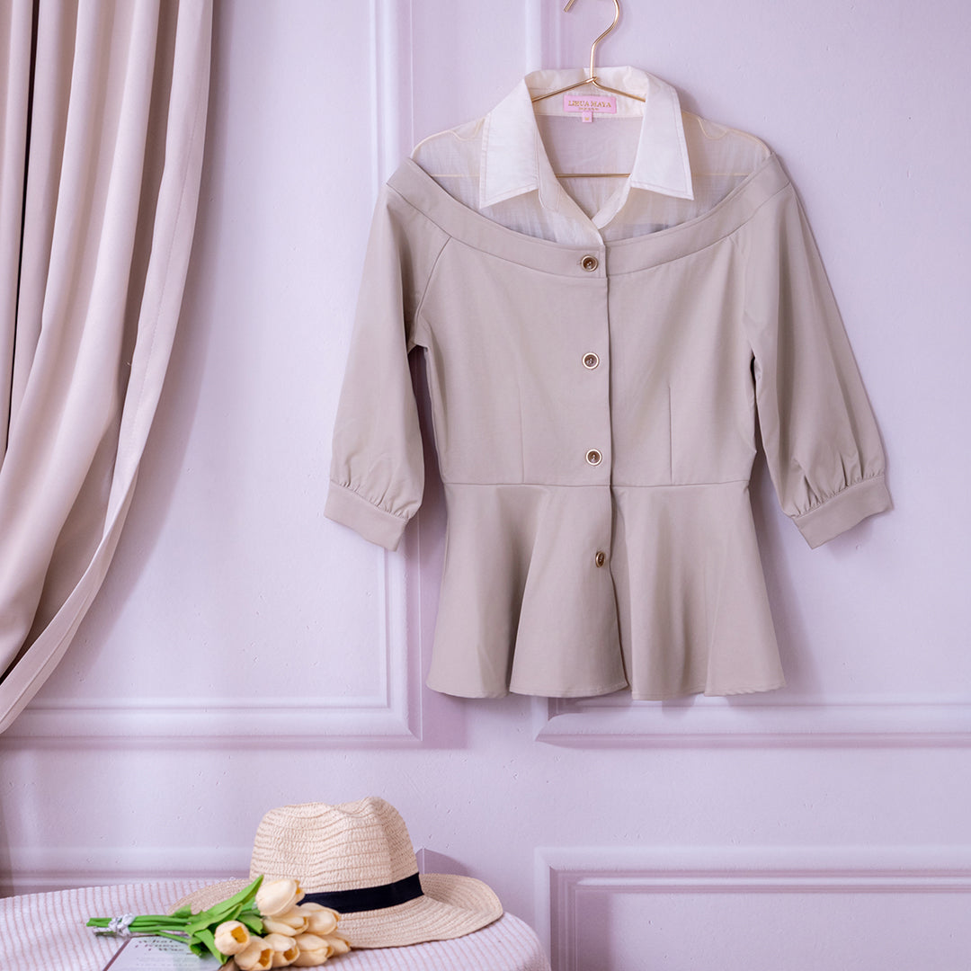 💖新品上架【梨花瑪雅】自訂款韓國設計挺感絕美透膚傘擺經典修身襯衫(三色)限量販售