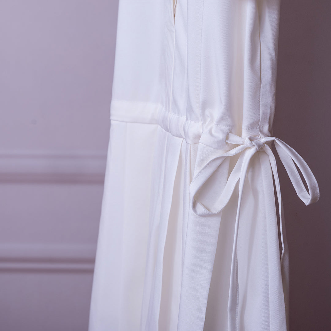 💖新品上架【梨花瑪雅】韓國設計自訂款高級感小眾百摺親膚繫帶連身褲裙(2色)