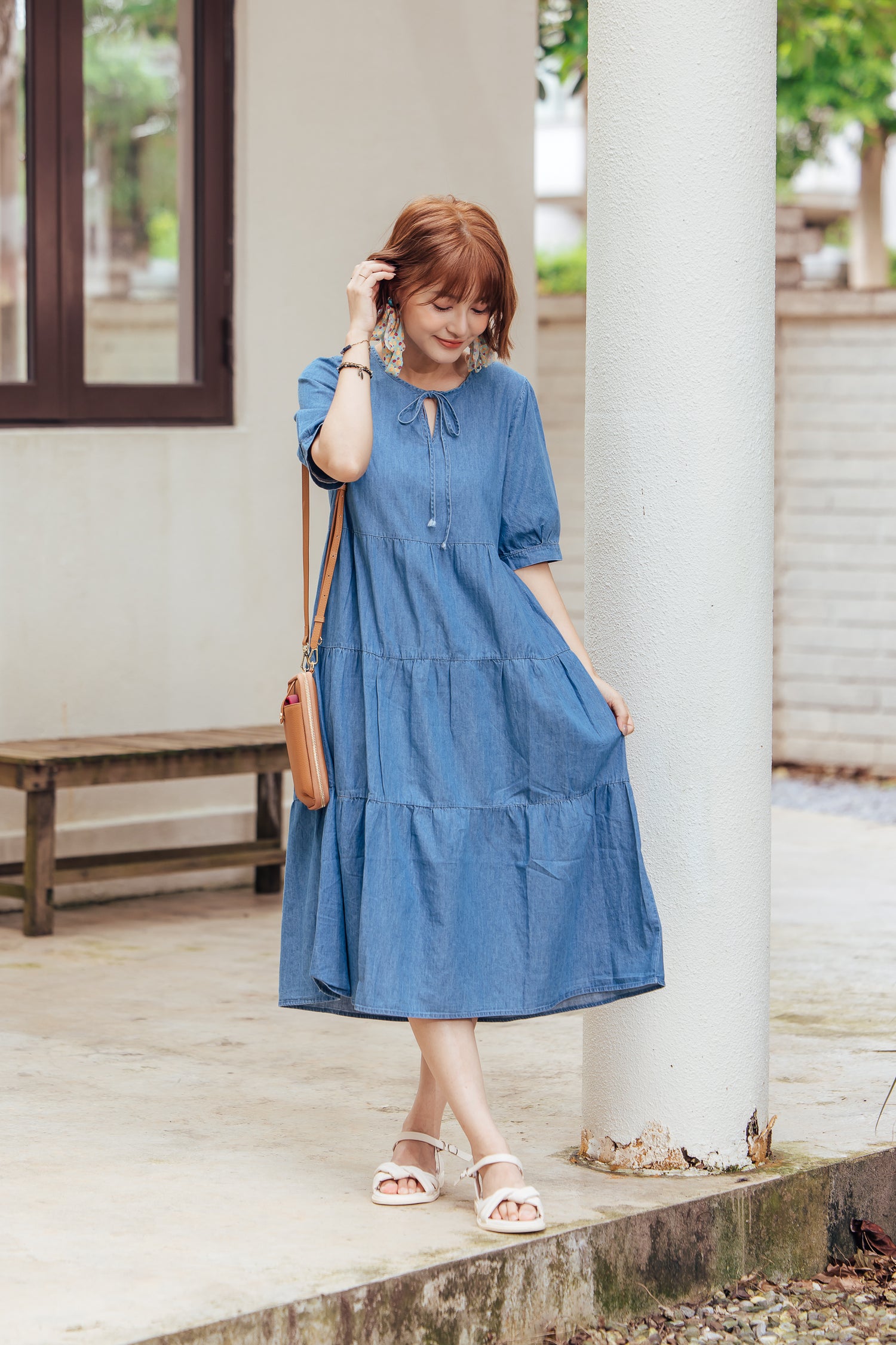 🆕新品上架【梨花瑪雅】實拍選品夏季薄款牛仔休閒修身慵懶長洋裝