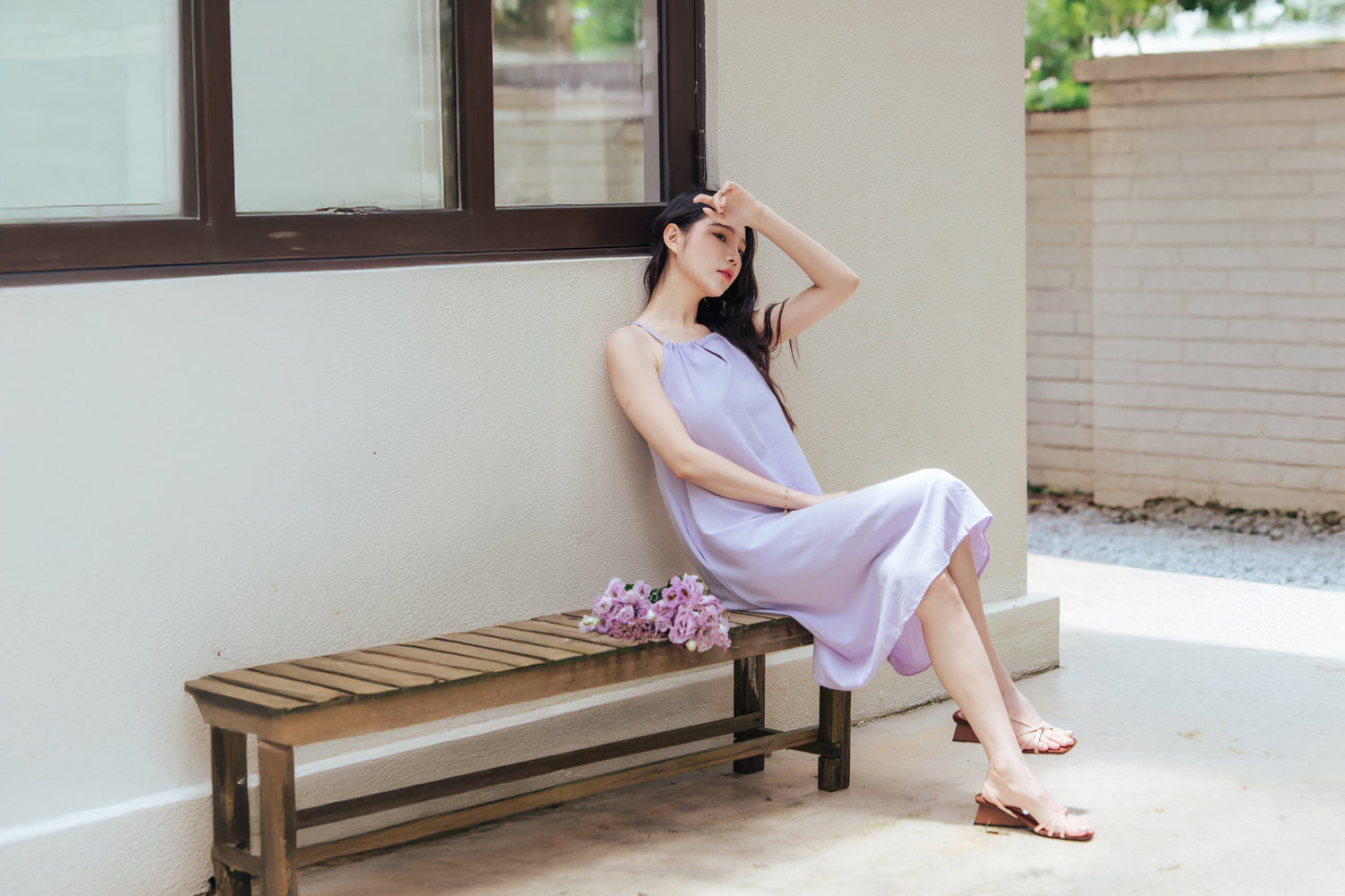 🆕新品上架【梨花瑪雅】實拍選品法式溫柔紫色綁帶A字寬鬆顯瘦長洋裝