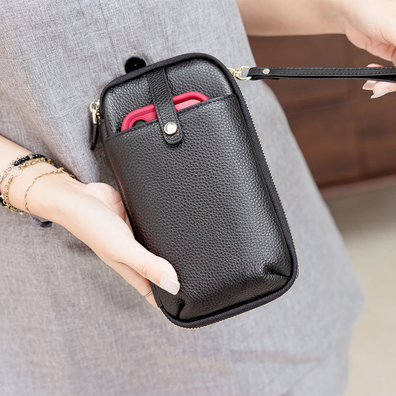 💖新品上架【梨花瑪雅】實拍選品荔枝紋真皮新款手機長皮夾手提斜背包