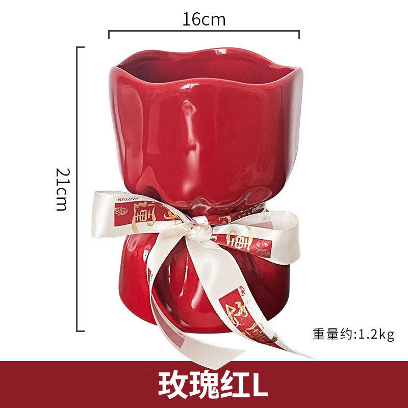 🆕新品上架【梨花瑪雅】🏡新家客廳裝飾輕奢高級花束造型花瓶擺飾🌹