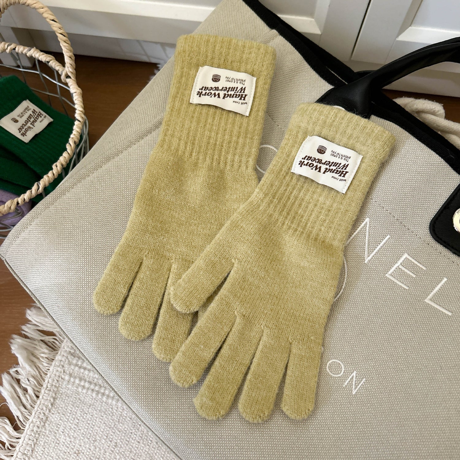 🆕新品上架【梨花瑪雅】🍂秋冬糖果色可觸屏幕露指針織保暖手套(14色)