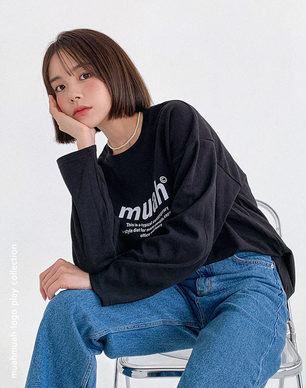 韓國 muahmuah 標準圖案 薄長袖T恤  (現貨)