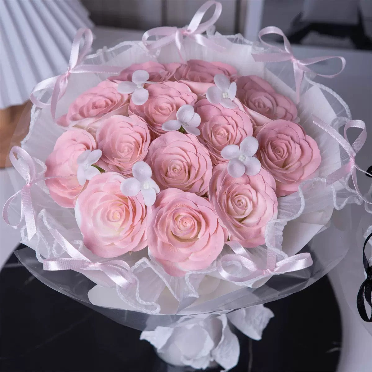 🆕新品上架【梨花瑪雅】🎀超美仿真花肥皂花蝴蝶結浪漫花束(3色)閨蜜禮物,情人禮物