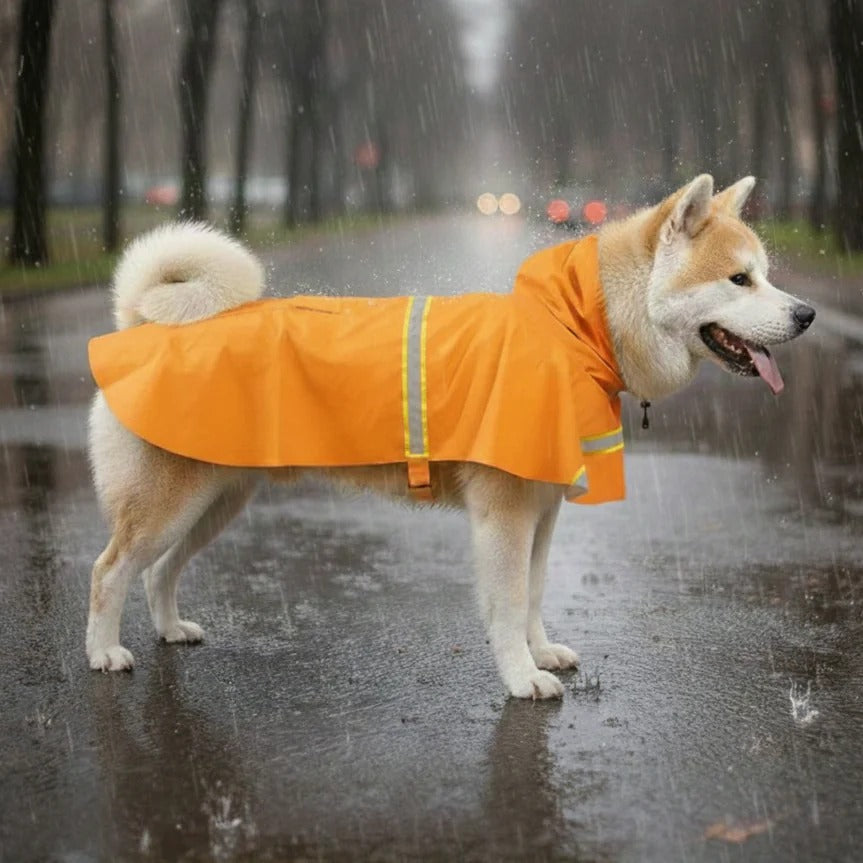 😍新品上架 【梨花娘】橘色安全反光條寵物雨衣(S~2XL) 韓國連線