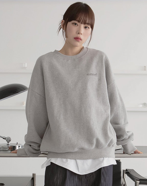 韓國 muahmuah 字母 LOGO 拉絨 基本款 棉質休閒長袖衫  (現貨毛絨+預購)