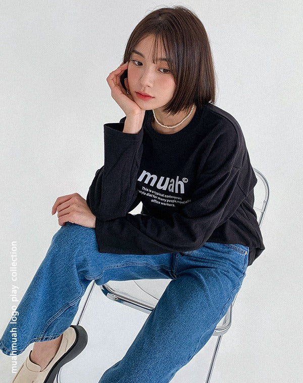 韓國 muahmuah 標準圖案 薄長袖T恤  (現貨)